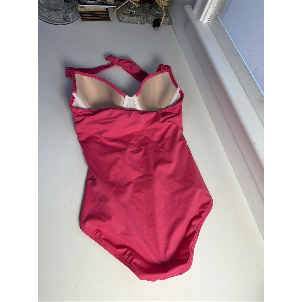 Tommy Bahama Hot Pink Halter Tie One Piece Swimsuit‎ Size 8 Beach Wired